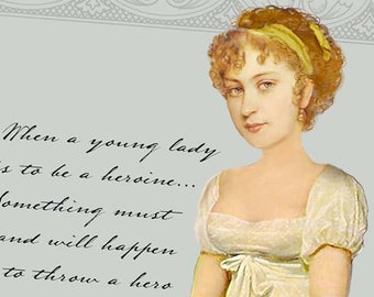 Jane Austen Note Card  - Northanger Abbey - A Hero In Her Way - digital printable download