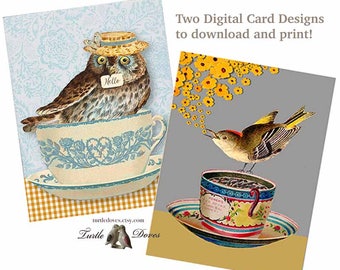 Download Two Happy Bird Friendship Cheer Get Well Greeting Cards - Print Yourself