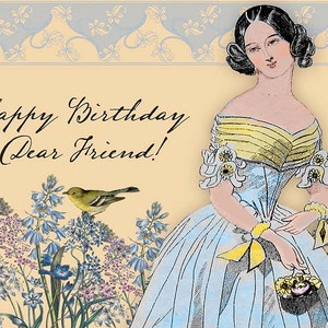 Download digitale - Buon compleanno caro amico - Biglietto d'auguri vittoriano 5x7
