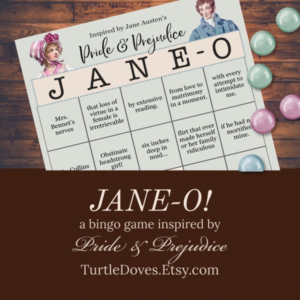 JANE-O Jane Austen Bingo Game (Fichiers numériques, à imprimer soi-même)