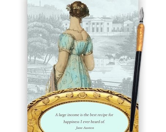 Jane Austen Note Card - Digital Download Printable Note Card, A Large Income -