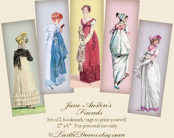 Jane Austen's Friends - Regency Ladies - Bookmarks - Tags - Print Yourself