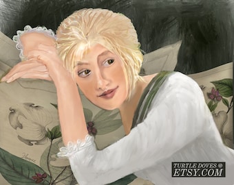 Dreaming. 10x8 digital poster print, inspired by Jane Austen's novels.  Printable Poster