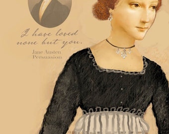 Jane Austen Karte - I Have keiner außer dir geliebt - Digital Printable Download