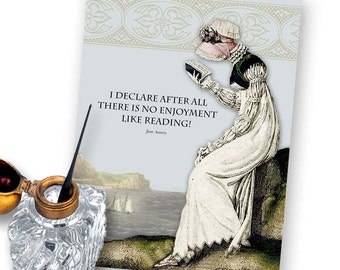 Jane Austen Grußkarte - Es gibt keinen Genuss wie beim Lesen - 13x18 Print-it-Yourself Digitale Grußkarte