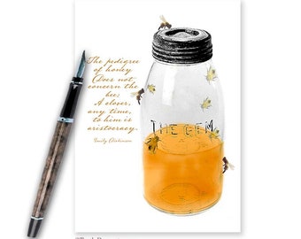 Digital Download - Emily Dickinson - The Pedigree of Honey  -  5x7 digital card