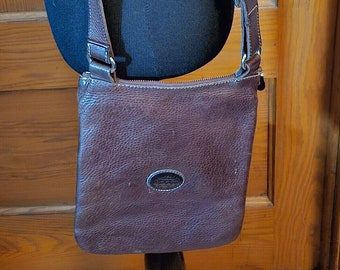 Vintage Dark Brown Leather Crossbody/Shoulder Bag By ROOTS of Canada