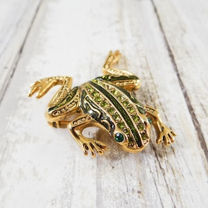 Vintage Enamel and Rhinestone Frog Pin or Pendant
