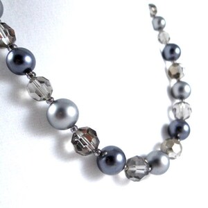 Vintage Marvella Grey Crystal and Faux Pearl Necklace image 2