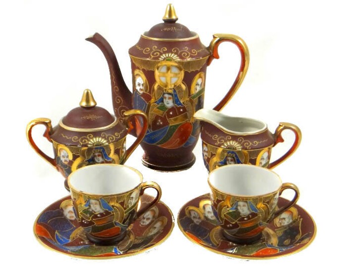 Vintage Satsuma Moriage Dragonware Tea Set From Japan Etsy