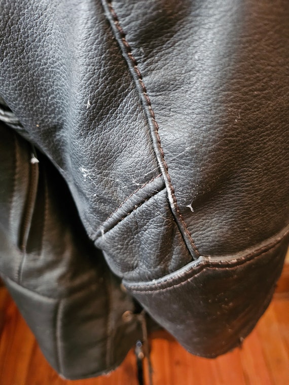 Vintage Men's Black Leather Motorcycle Jacket By … - image 8