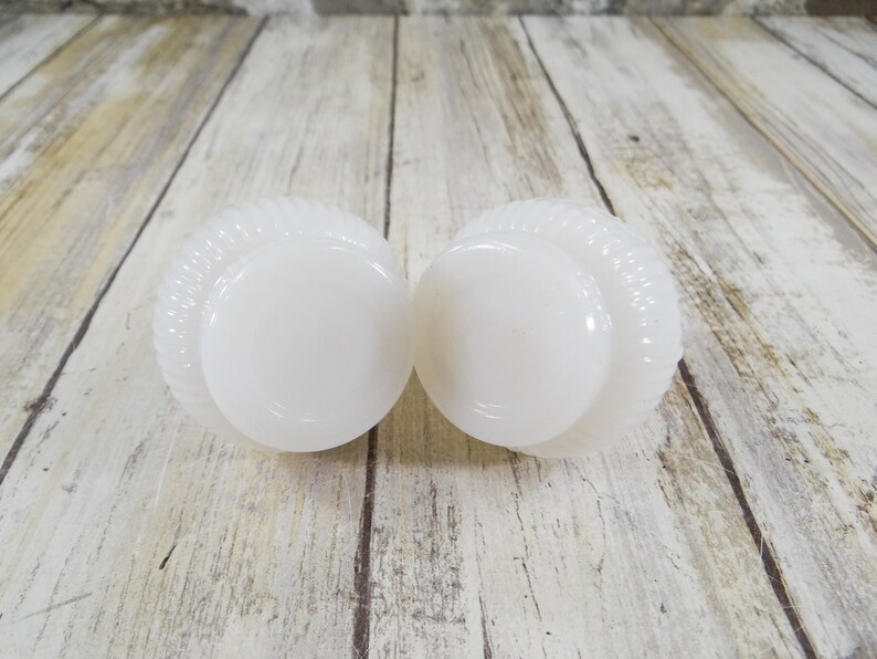 Vintage Milk Glass Salt and Peppers with Red Caps