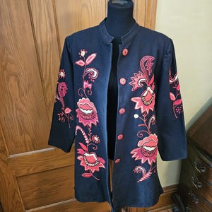 美品 VINTAGE Indigo Moon ゴブラン ノーカラージャケット L