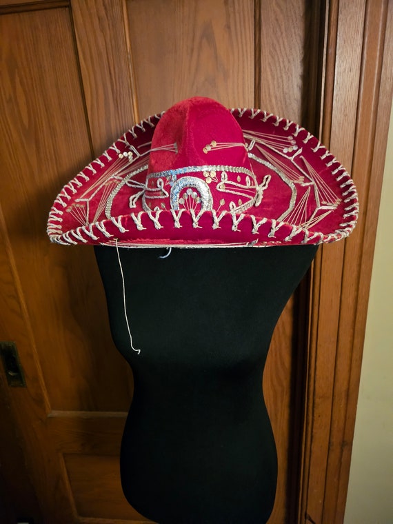 Vintage Red Sombrero, Made In Mexico