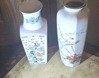 Pair Of Vintage Ceramic Japanese Vases