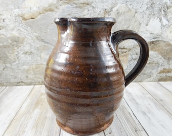 Vintage Ceramic Pitcher, Pottery Pitcher