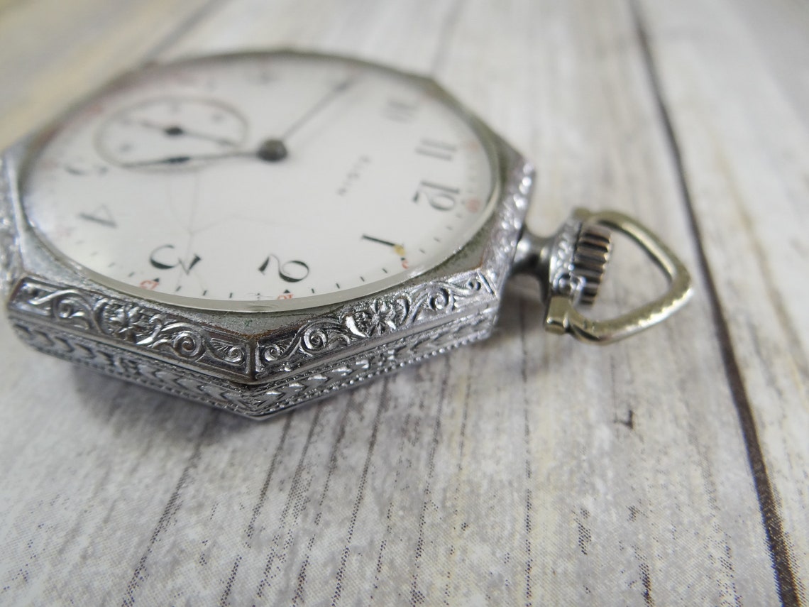 Antique Working Octagon Pocket Watch by Elgin Etsy Australia