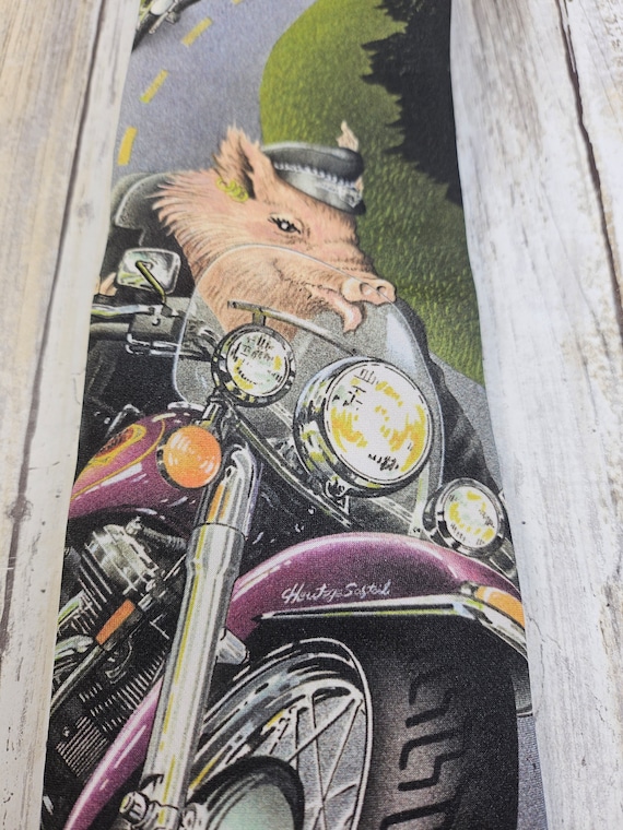 Vintage Harley Davidson "Hog On A Hog" Tie - image 2