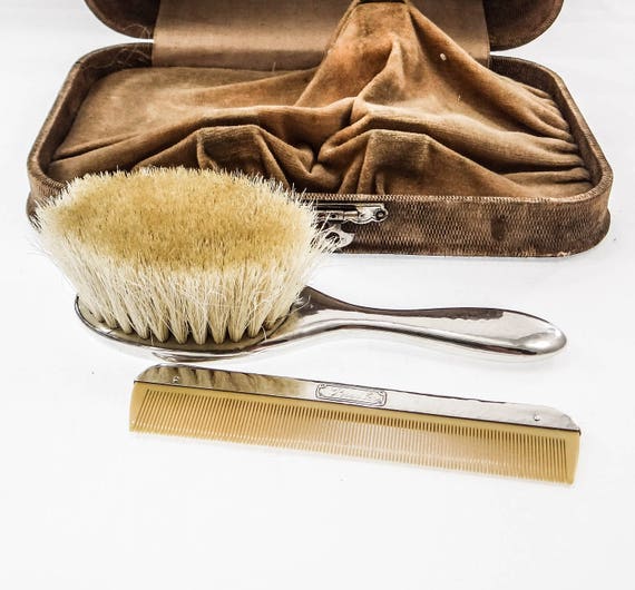 baby brush and comb set silver