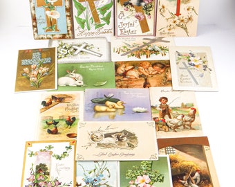 Antique Easter Postcards from 1908 to 1916, 18 Postcards in Total