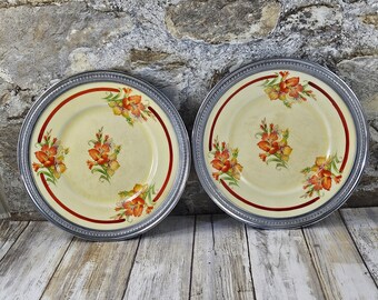 Pair Of Art Deco Chrome Rimmed Dishes By Farber Bros. Of NYC