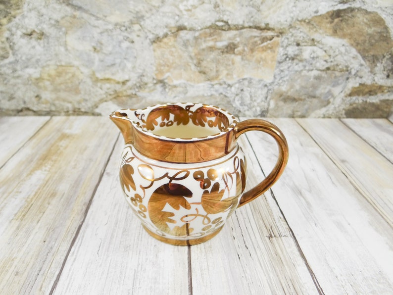 Vintage Creamer by Etruria and Barlston England, Gold Gilt on Porcelain image 2