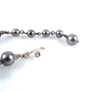 Vintage Marvella Grey Crystal and Faux Pearl Necklace image 5