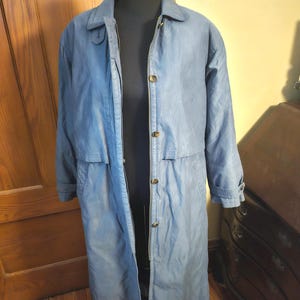 Vintage Women's Green Down Lined Duster Coat By Eddie Bauer, Size Medium
