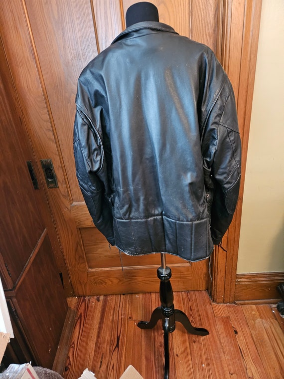 Vintage Men's Black Leather Motorcycle Jacket By … - image 3