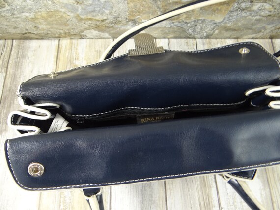 Vintage Rina Rich Navy Blue Leather Handbag - image 5