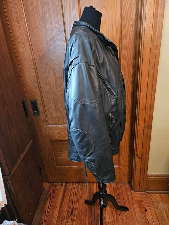 Vintage Men's Black Leather Motorcycle Jacket By … - image 4