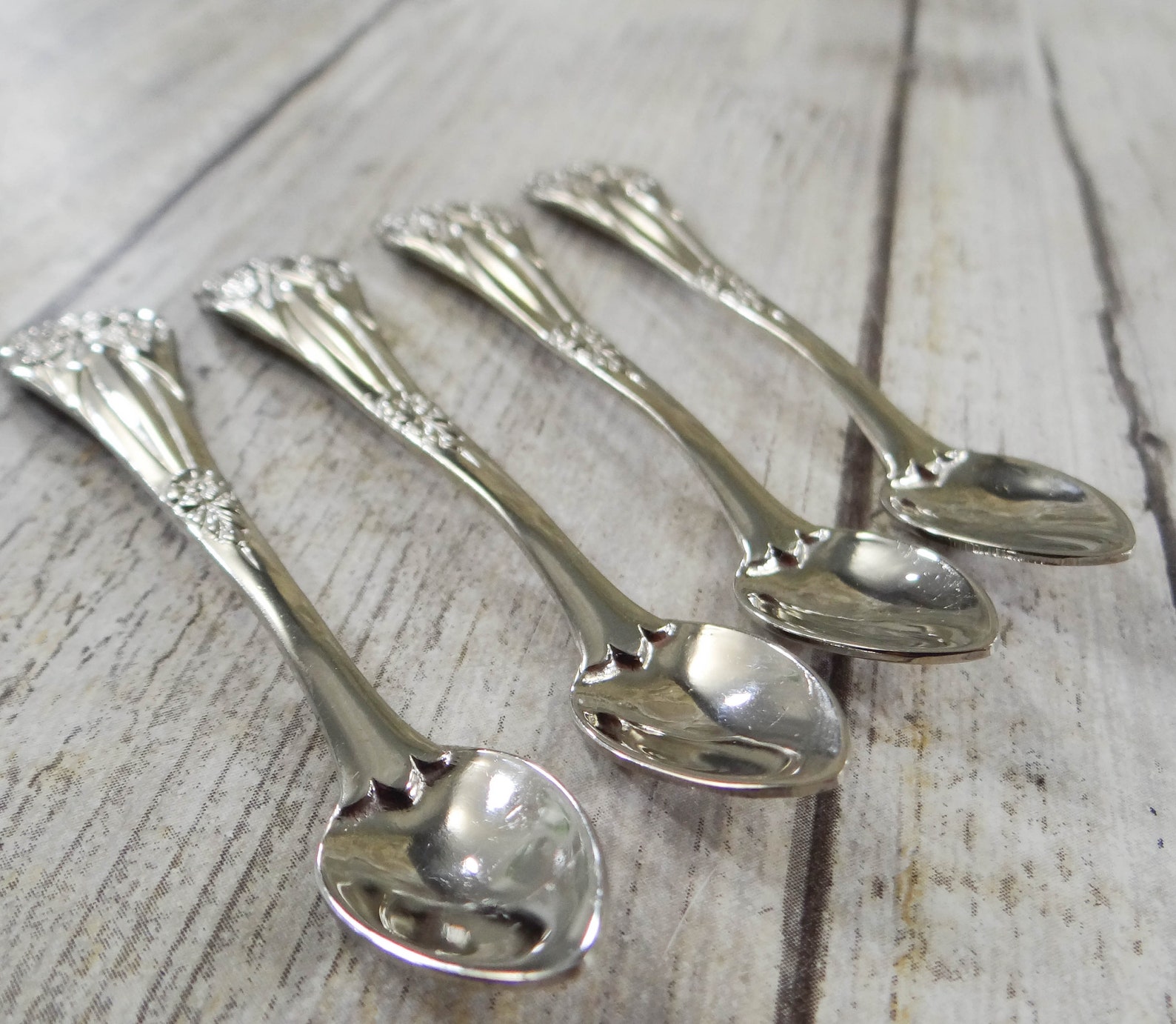 Sterling Silver Salt Spoons with Floral Design by Coro Set of Etsy