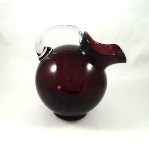 Mid Century Amethyst Glass Ball Pitcher by Cambridge Glass
