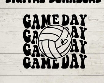 Día del partido de voleibol SVG/PNG: descarga digital deportiva para Cricut y Silhouette / Diseño del día del partido de voleibol para prendas de vestir y manualidades