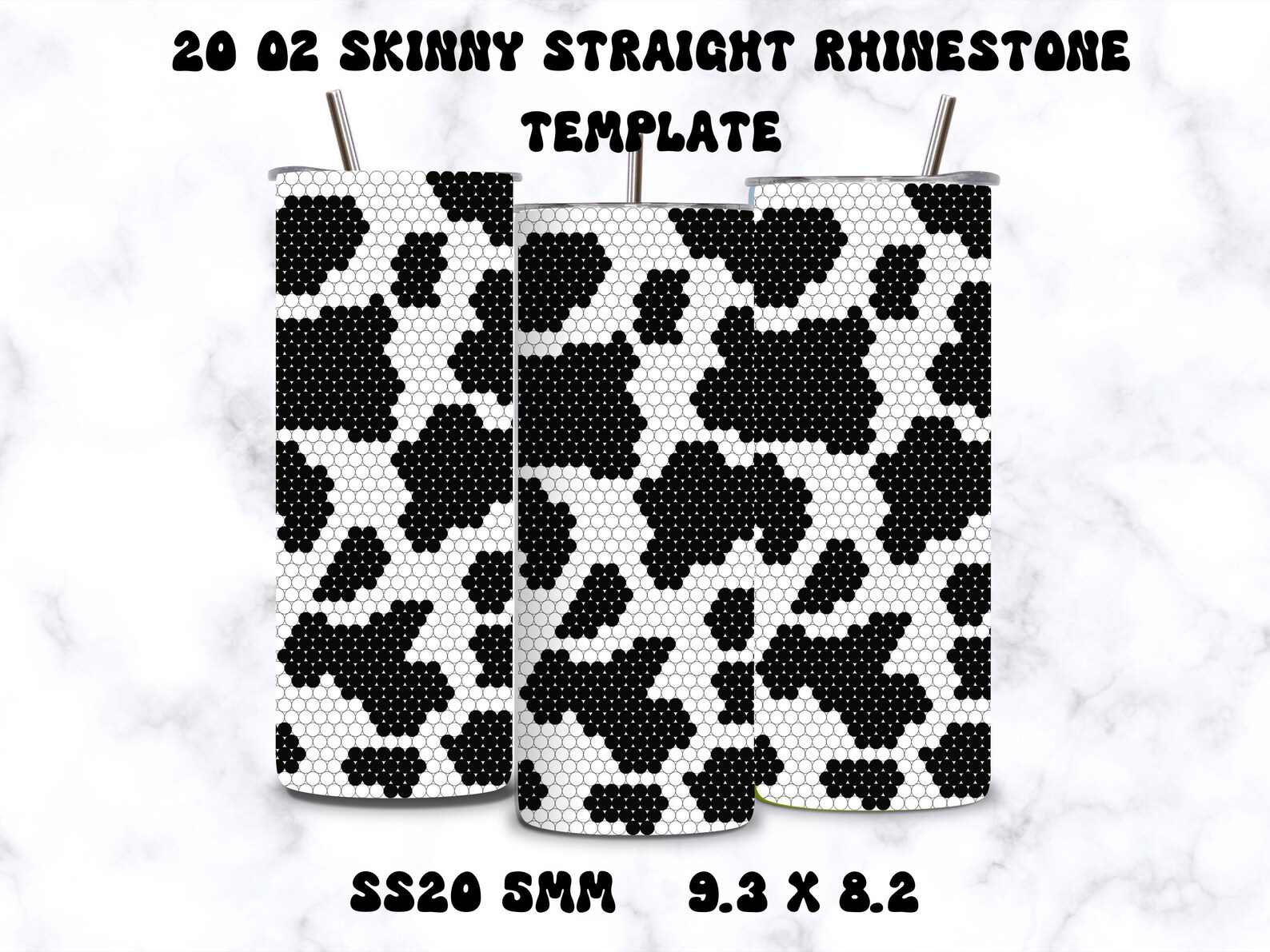 Rhinestone Template Digital Download 20 Oz Skinny Tumbler Cow Print ...