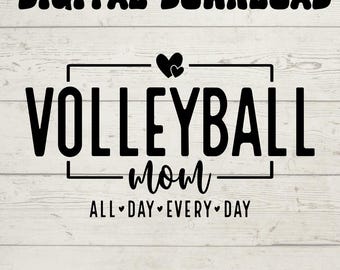 Mamá de voleibol SVG/PNG: descarga digital deportiva para Cricut y Silhouette / Lindo diseño de voleibol para ropa y regalos para mamá