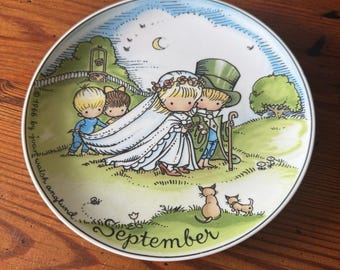 1966 Joan Walsh Anglund September plate West Germany 7.75” Bride & Groom wedding