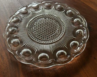 Vintage Indiana Glass Hobnail Cake Plate / Relish Plate Clear 11