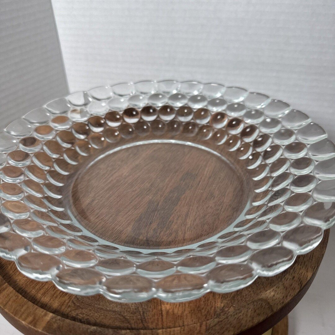 Vintage Clear Bubble Glass Round 8.75