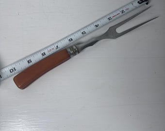 Vintage Serving Carving Fork MCM Brown Bakelite Handle