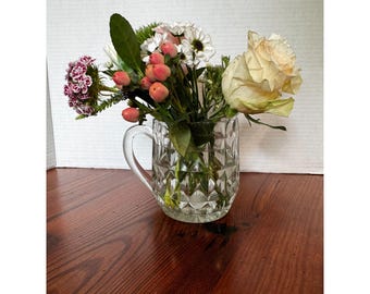 Vtg. Jeannette Glass Co. "Windsor Diamond" Clear Pitcher