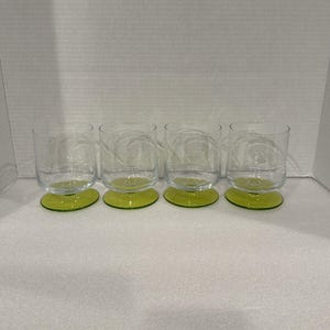 4 copas de cóctel vintage de cristal transparente verde lima y transparente MCM