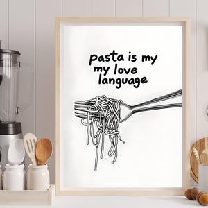 Funny pasta wall art, food lover print, pasta poster, pasta kitchen decor, funny kitchen art,  kitchen wall art print, kitchen wall decor