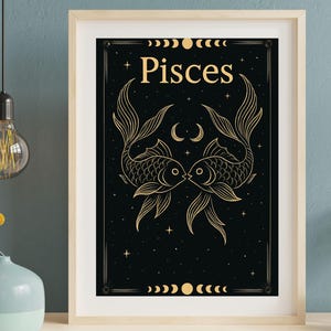 Pisces gift | pisces zodiac print | zodiac gifts | pisces wall art | zodiac wall art | zodiac printable | wall art | digital download
