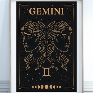 Gemini wall art | gemini zodiac print | astrology wall art | gemini art | zodiac wall art | zodiac printable | wall art | digital download