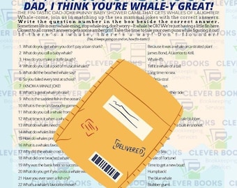 Whale Sheet! Dads Baby Shower Game 20 PRINTS