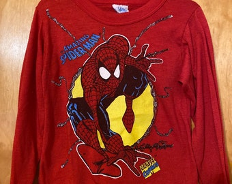 Vintage 90s 1992 Kids Spider-Man Long Sleeved T Shirt Medium M