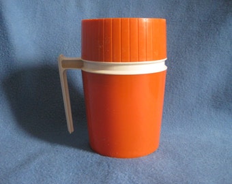 Vintage,  70s, Orange, King Seely, Vacuum Jar, Hot and Cold, Thermos