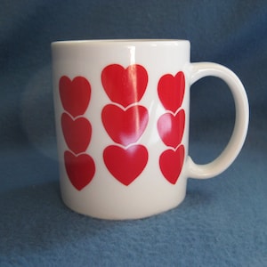 vintage, tasse coeurs des années 1980, Saint-Valentin, amour