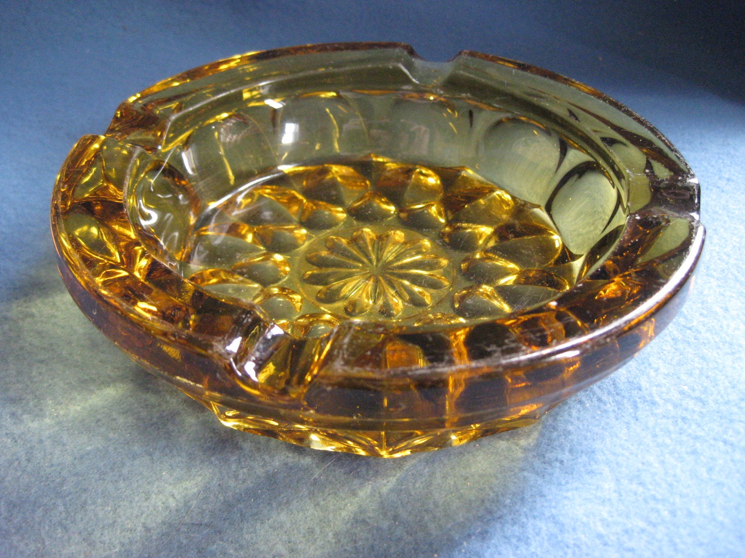 Vintage 1960s Amber Glass Ashtray Etsy